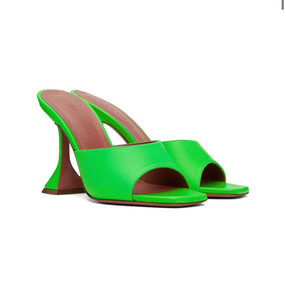 Amina Muaddi Lupita Green Mule Heels